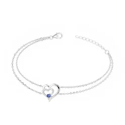 Bracelet Femme Double Coeurs EDORA ARGENT 925/1000 et Spinelle Bleue EDO70300177