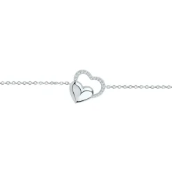 Bracelet Femme double coeurs EDORA ARGENT 925/1000 et Oxydes