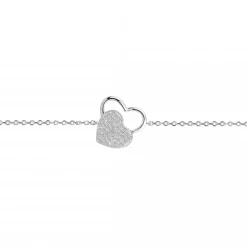 Bracelet Femme double coeurs EDORA ARGENT 925/1000 et Oxydes