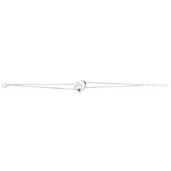 Bracelet Femme Double Coeurs EDORA ARGENT 925/1000 et Spinelle Bleue EDO70300177