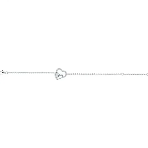 Bracelet Femme double coeurs EDORA ARGENT 925/1000 et Oxydes