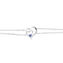 Bracelet Femme Double Coeurs EDORA ARGENT 925/1000 et Spinelle Bleue EDO70300177
