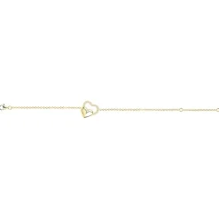 Bracelet femme double coeurs EDORA PLAQUE OR et oxydes