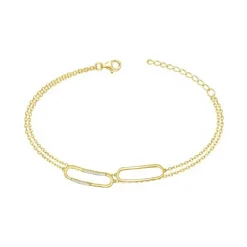 Bracelet femme double épingles EDORA PLAQUE OR et oxydes
