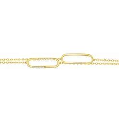 Bracelet femme double épingles EDORA PLAQUE OR et oxydes