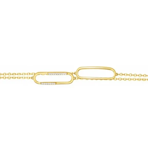 Bracelet femme double épingles EDORA PLAQUE OR et oxydes
