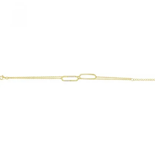 Bracelet femme double épingles EDORA PLAQUE OR et oxydes