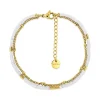 Bracelet Femme Double Rang EDORA Acier Doré et Cristaux EDO433986