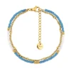 Bracelet Femme Double Rang EDORA Acier Doré et Cristaux EDO433987