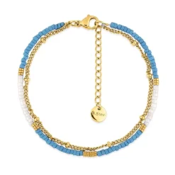 Bracelet Femme Double Rang EDORA Acier Doré et Cristaux EDO433987