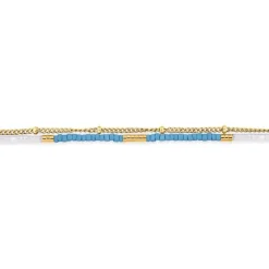 Bracelet Femme Double Rang EDORA Acier Doré et Cristaux EDO433987
