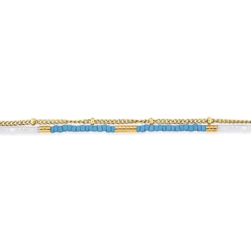 Bracelet Femme Double Rang EDORA Acier Doré et Cristaux EDO433987