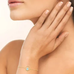 Bracelet Femme EDORA COLLECTION HARMONY Plaqué Or Agate Bleue