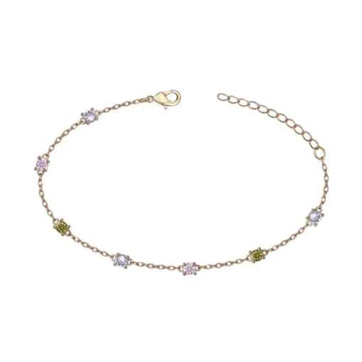 Bracelet femme EDORA PLAQUE OR et oxydes multicolores