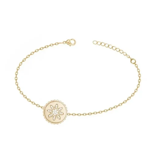 Bracelet femme fleur EDORA PLAQUE OR et oxydes