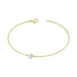 Bracelet femme fleur EDORA PLAQUE OR et oxydes