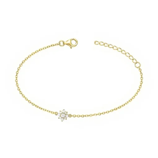 Bracelet femme fleur EDORA PLAQUE OR et oxydes