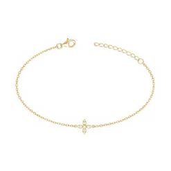 Bracelet Femme Fleure PLAQUE OR jaune et Oxydes