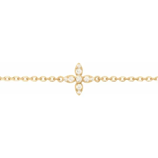 Bracelet Femme Fleure PLAQUE OR jaune et Oxydes