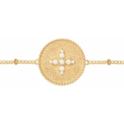 Bracelet Femme Fleure PLAQUE OR jaune et Oxydes
