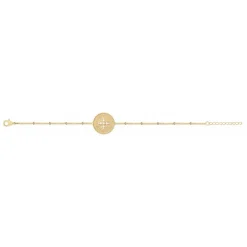 Bracelet Femme Fleure PLAQUE OR jaune et Oxydes
