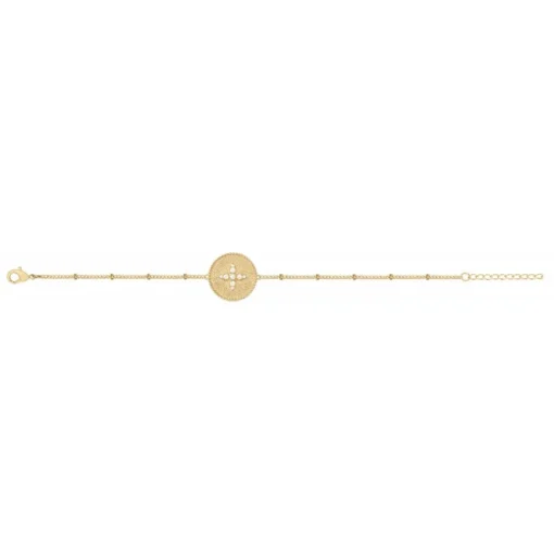 Bracelet Femme Fleure PLAQUE OR jaune et Oxydes