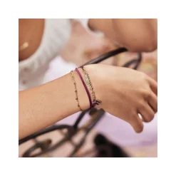 Bracelet Femme Flowers for Zoé Serendi Bordeaux Cachemire Et Pierre Amethyste SERENDI052T1