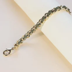 Bracelet Femme Flowers for Zoé Robin Olive Vernis Métal Doré et Cuir ROBIN312TU