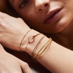 Bracelet Femme Flowers for Zoé Clover Metallic Doré et Cuir CLOVER310T2