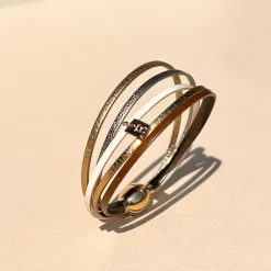 Bracelet Femme Flowers for Zoé Artiste My Way Doré et Cuir ARTISTE959T2