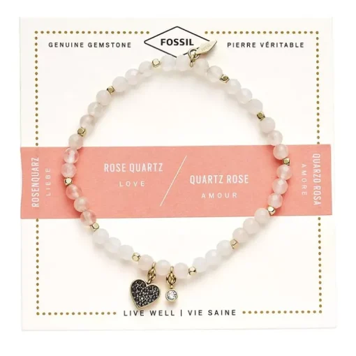 Bracelet Femme Fossil Acier Doré et Quartz rose JA6922710