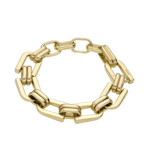 Bracelet Femme Fossil Heritage D-Link Acier doré et Brillants JF04582710