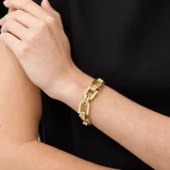 Bracelet Femme Fossil Heritage D-Link Acier doré et Brillants JF04582710