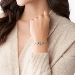 bracelet femme fossil Val Mosaic acier argenté et nacres