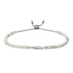 bracelet femme fossil Wellness acier argenté et Howlite blanche