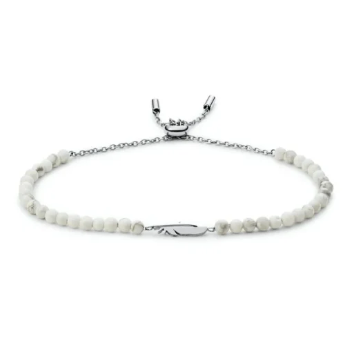 bracelet femme fossil Wellness acier argenté et Howlite blanche