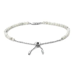 bracelet femme fossil Wellness acier argenté et Howlite blanche