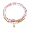 Bracelet Femme GO MADEMOISELLE Pierres Naturelles Roses et Acier Doré