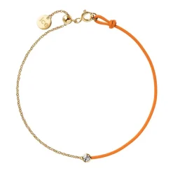 Bracelet Femme ICE DIAMOND Acier Doré Cordon Orange Diamant