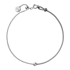 Bracelet Femme ICE DIAMOND Acier Argenté Cordon Gris Diamant