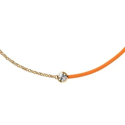 Bracelet Femme ICE DIAMOND Acier Doré Cordon Orange Diamant
