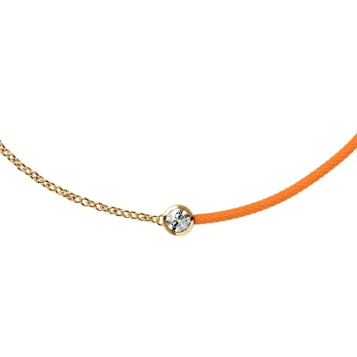Bracelet Femme ICE DIAMOND Acier Doré Cordon Orange Diamant