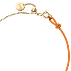 Bracelet Femme ICE DIAMOND Acier Doré Cordon Orange Diamant