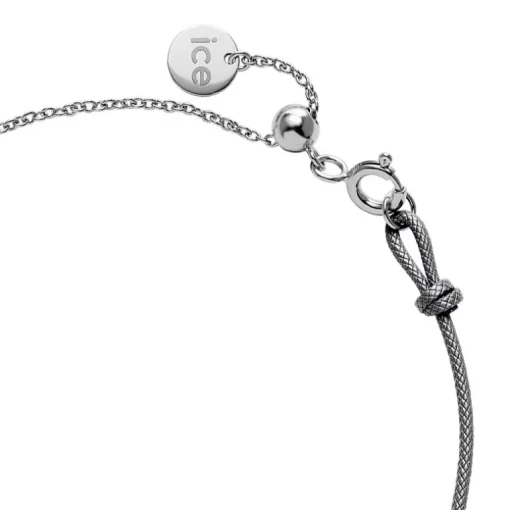 Bracelet Femme ICE DIAMOND Acier Argenté Cordon Gris Diamant