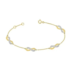 Bracelet Femme Infini OR 375/1000 Bicolore et Diamants