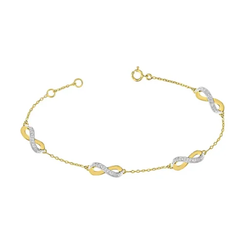 Bracelet Femme Infini OR 375/1000 Bicolore et Diamants