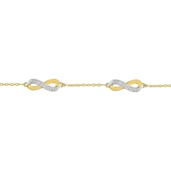 Bracelet Femme Infini OR 375/1000 Bicolore et Diamants