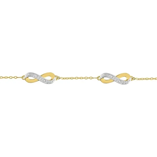 Bracelet Femme Infini OR 375/1000 Bicolore et Diamants