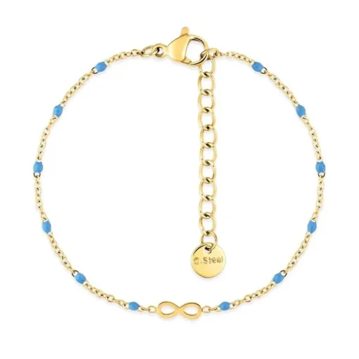 Bracelet Femme Inifini EDORA Acier Doré et Turquoises EDO403902