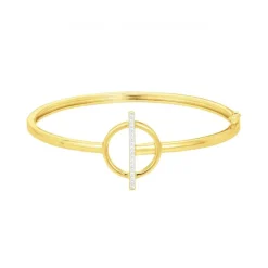 Bracelet femme jonc cercle empierré EDORA PLAQUE OR et oxydes